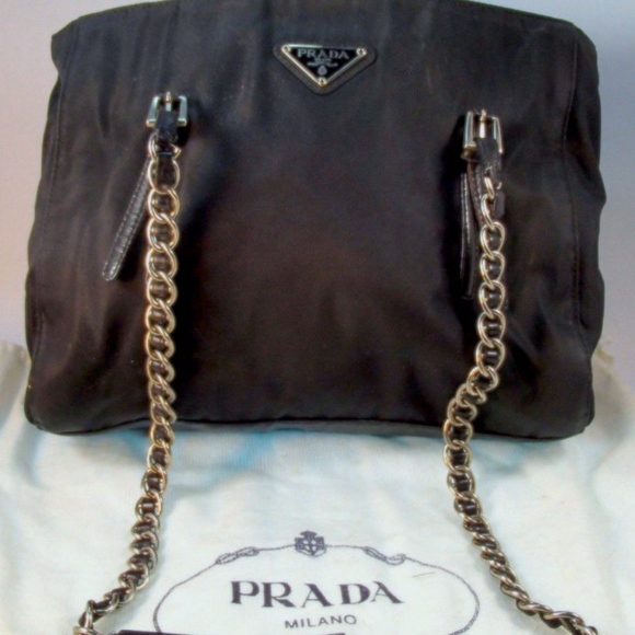 prada tessuto chain strap hobo bag